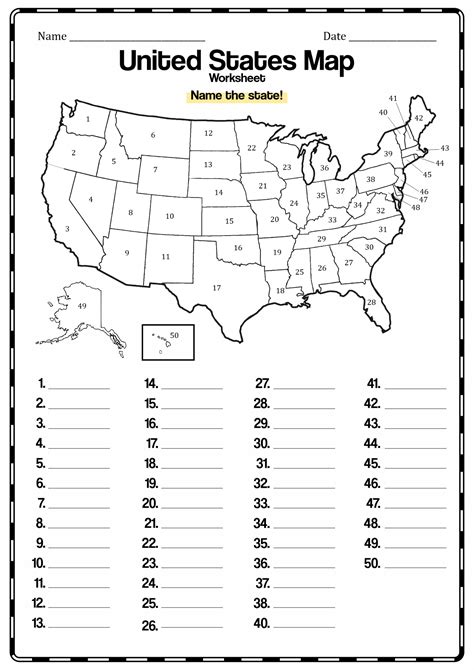 Printable List Of The 50 States