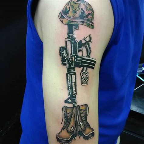 Fallen Soldier Right Arm Tattoo - Veteran Ink