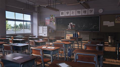 Download Table School Anime Classroom 4k Ultra HD Wallpaper