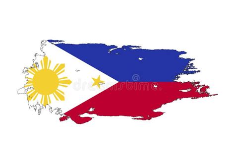 Grunge Brush Stroke with Philippines National Flag. Watercolor Painting ...