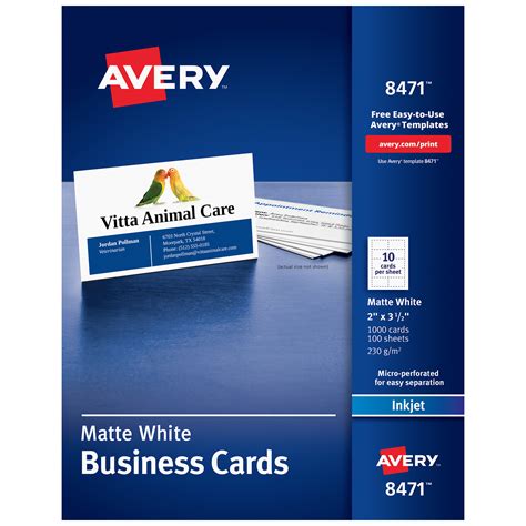 Avery 2" x 3.5" Business Cards, Sure Feed, 1,000 Cards (8471) - Walmart.com - Walmart.com