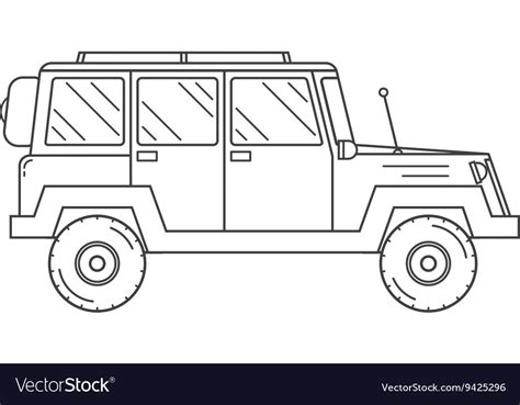 Suv jeep outline and thin line icon Royalty Free Vector