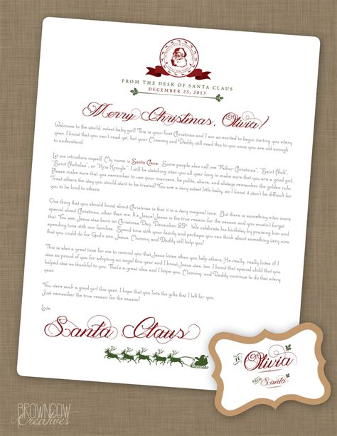 PERSONALIZED PRINTABLE Letter from Santa Claus