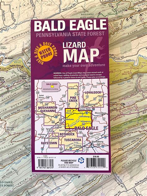 Bald Eagle Lizard Map, Pennsylvania - Purple Lizard Maps