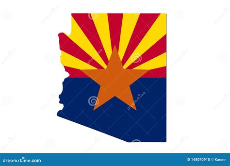 Map of Arizona in the Arizona Flag Colors Stock Photo - Image of star, isolated: 148070910