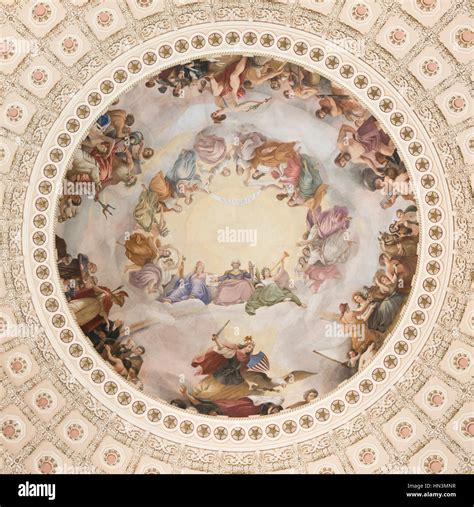 Interior view of the dome of the United States Capitol Building Stock ...