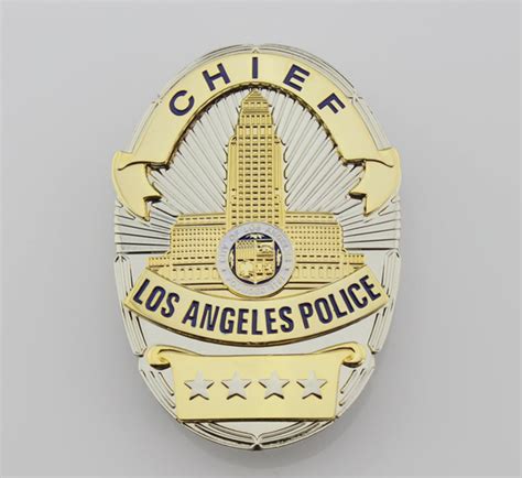 LAPD Los Angeles Police Chief Badge Solid Copper Replica Movie Props W ...