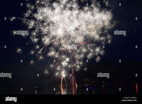 Fireworks over the lake Stock Photo - Alamy