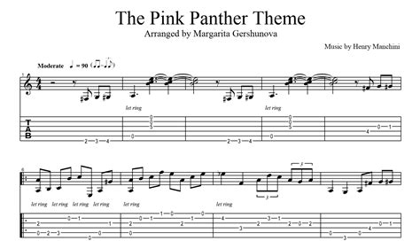 The Pink Panther Theme for guitar. Guitar sheet music and tabs.