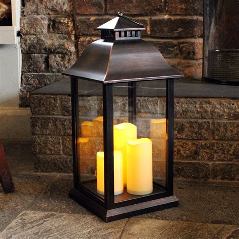 Battery Operated Medium Candle Lantern In Black | Bonningtons