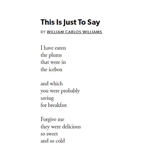 William Carlos Williams, "This is Just to Say..." — Austin Woerner's ...