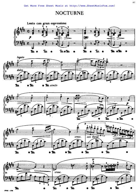 Free sheet music for Nocturne in C-sharp minor, B.49 (Chopin, Frédéric) by Frédéric Chopin