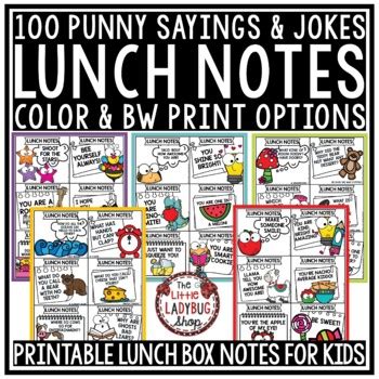 100 Funny Encouraging Punny Sayings & Jokes Lunch Box Notes Back to ...