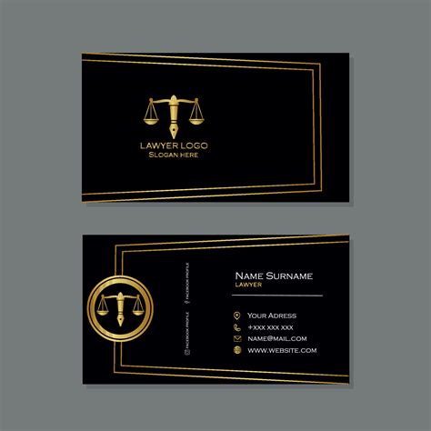 Lawyer business card with designs and golden logo 7872884 Vector Art at ...