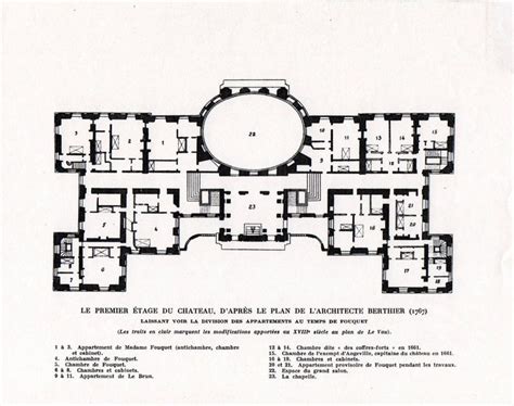 Chateau de Vaux-le-Vicomte, first floor plan. | Vintage house plans ...