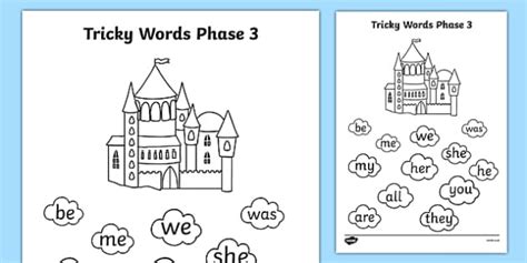 Phase 3 Tricky Word Stepping Stone Coloring Worksheet / Worksheet