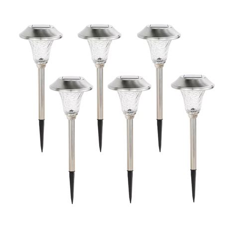 Hampton Bay 10 Lumen Solar LED Stainless Steel Landscape Pathway Light (6-Pack) | The Home Depot ...