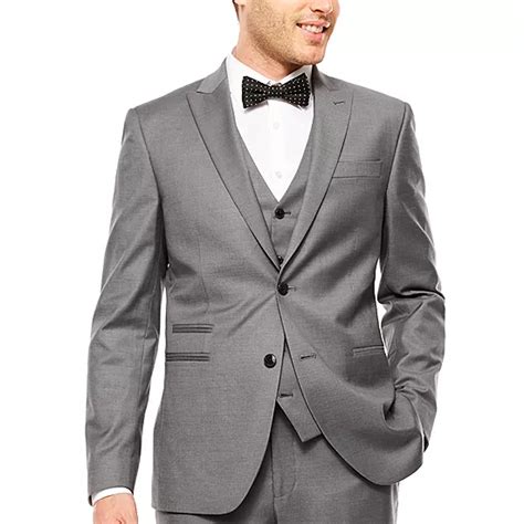 J.Ferrar Stretch Gray Sharkskin Suit Jacket - JCPenney