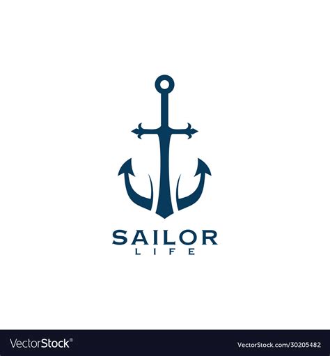 Ship anchor logo design template Royalty Free Vector Image