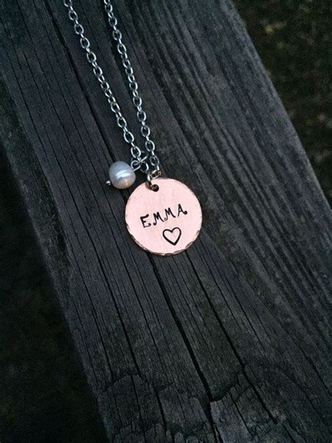 Name "Emma" Necklace Copper Hand-stamped with freshwater pearl Art And Craft Shows, Jewelry ...