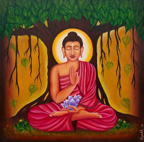 Meditation, Buddha under Bodhi tree Painting by Priyanka Gawande ...