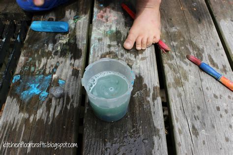 Kitchen Floor Crafts: Wet Chalk Exploration