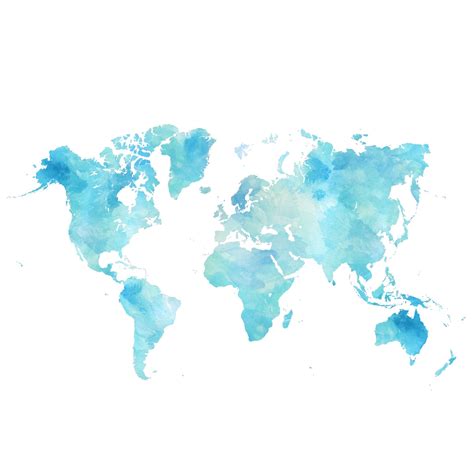 World Watercolor Map Digital Download
