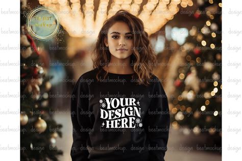 Black Christmas Sweater Model Mockup Graphic by TheBest Mockup ...