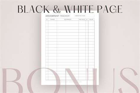 College Assignment Tracker Template, Homework Tracker, School Planner ...