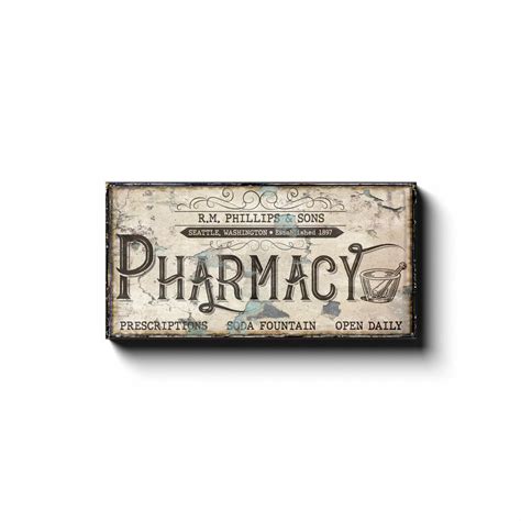 Vintage Pharmacy Sign Modern Farmhouse Decor Large Canvas | Etsy