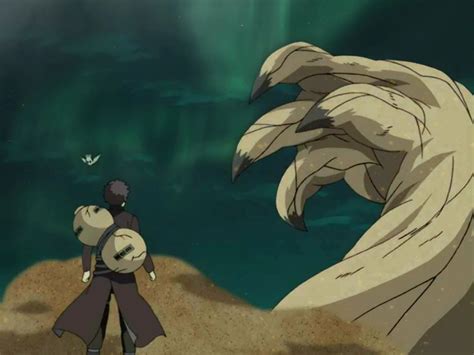 I animated a still screen-cap of Gaara vs. Deidara above Sunagakure ...