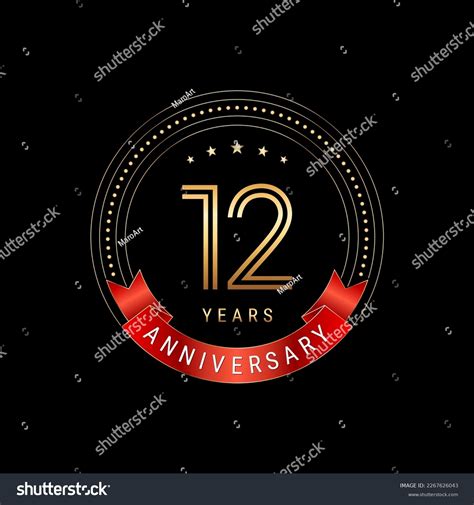 12th Anniversary Anniversary Logo Design Golden Stock Vector (Royalty ...