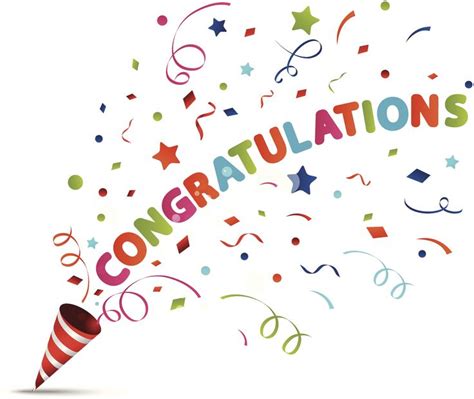 congratulations sign with confetti and streamers on white background royalty photo, image