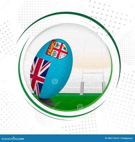 Flag of Fiji on Rugby Ball. Round Rugby Icon with Flag of Fiji Stock Illustration - Illustration ...