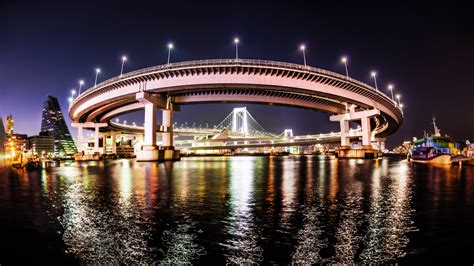 Tokyo Rainbow Bridge Night Lighting View Preview | 10wallpaper.com