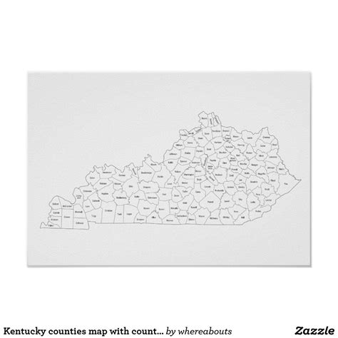 Kentucky counties map with county names poster Kentucky State Map, Map ...