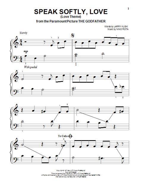 Speak Softly, Love (Love Theme) | Sheet Music Direct