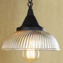Brass Finish Dome Hanging Light Industrial Clear/Amber Glass 1 Light LED Pendant Light ...
