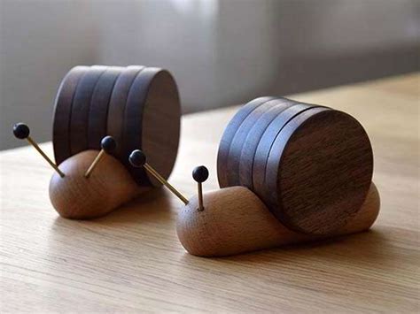 Handmade Snail Wooden Coaster Set | Gadgetsin