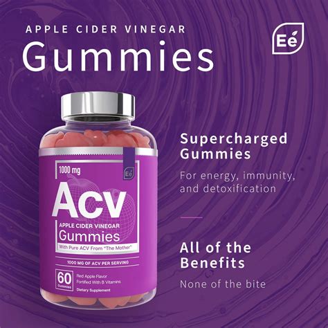 Apple Cider Vinegar Gummies from The Mother - All-Natural, Vegan ACV with Folic Acid and Vitamin ...