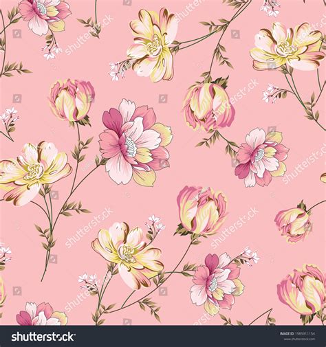 Vector Pink Floral Seamless Pattern On Stock Vector (Royalty Free ...