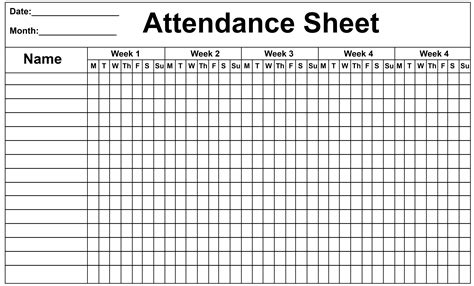 Sample, Example & Format Templates: Employee Attendance Spreadsheet ...