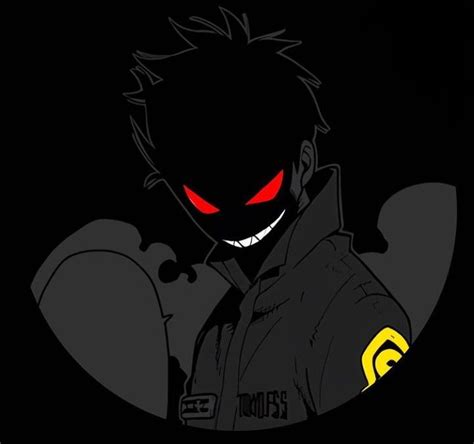 an anime character with red eyes in the dark