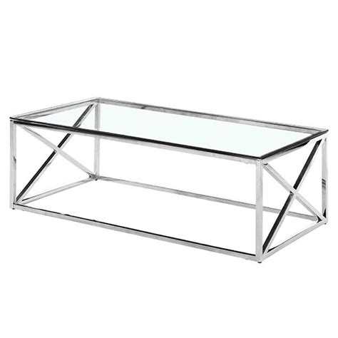 Salina Marble Effect Glass Coffee Table With Silver Frame ...