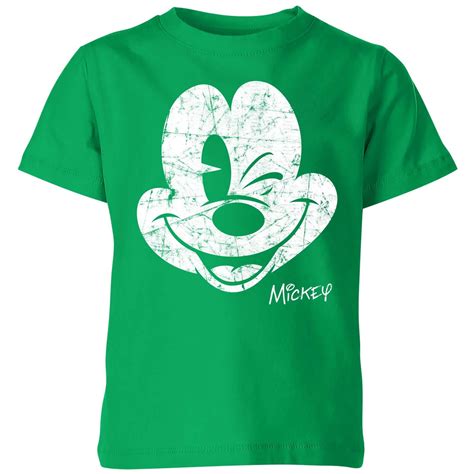 Disney Mickey Mouse Worn Face Kids' T-Shirt - Green Clothing - Zavvi UK