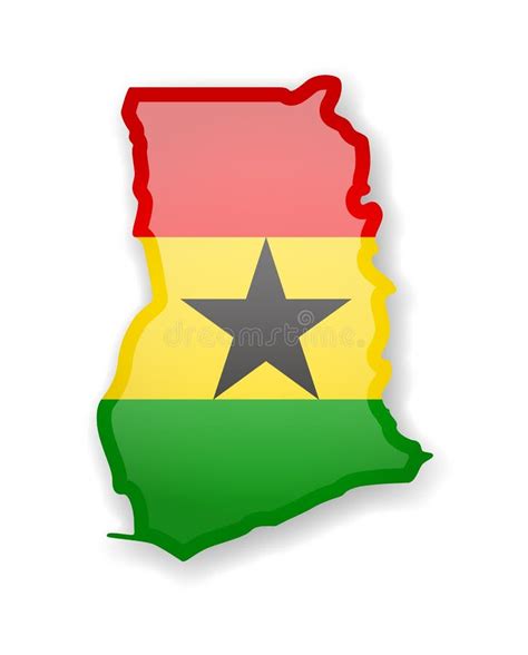 Ghana Flag and Outline of the Country on a White Background. Stock ...