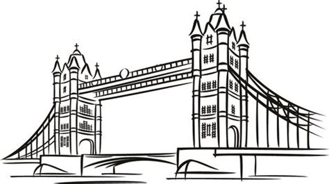 Die Tower Bridge in London Ausmalbild | Bridge drawing, London drawing, Tower bridge london