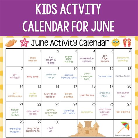 June Activity Calendar | June activities, Family fun night, Calendar activities