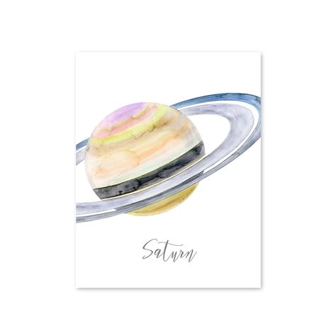 Planet Saturn Watercolor Print |Space Nursery Art | Tiny Toes Design