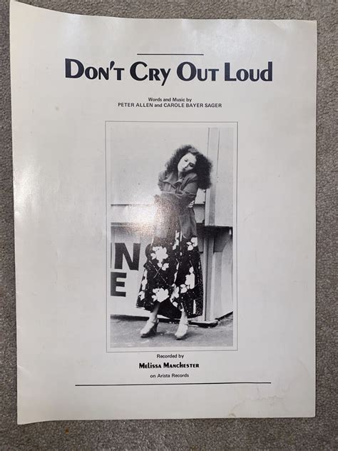 1976 DON'T CRY OUT LOUD Sheet Music MELISSA MANCHESTER by Allen, Bayer-Sager | eBay